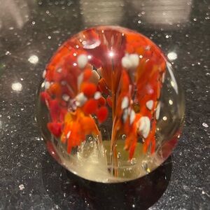 Vintage Murano Art Glass Fish Orange Glass Paperweight Art Deco
